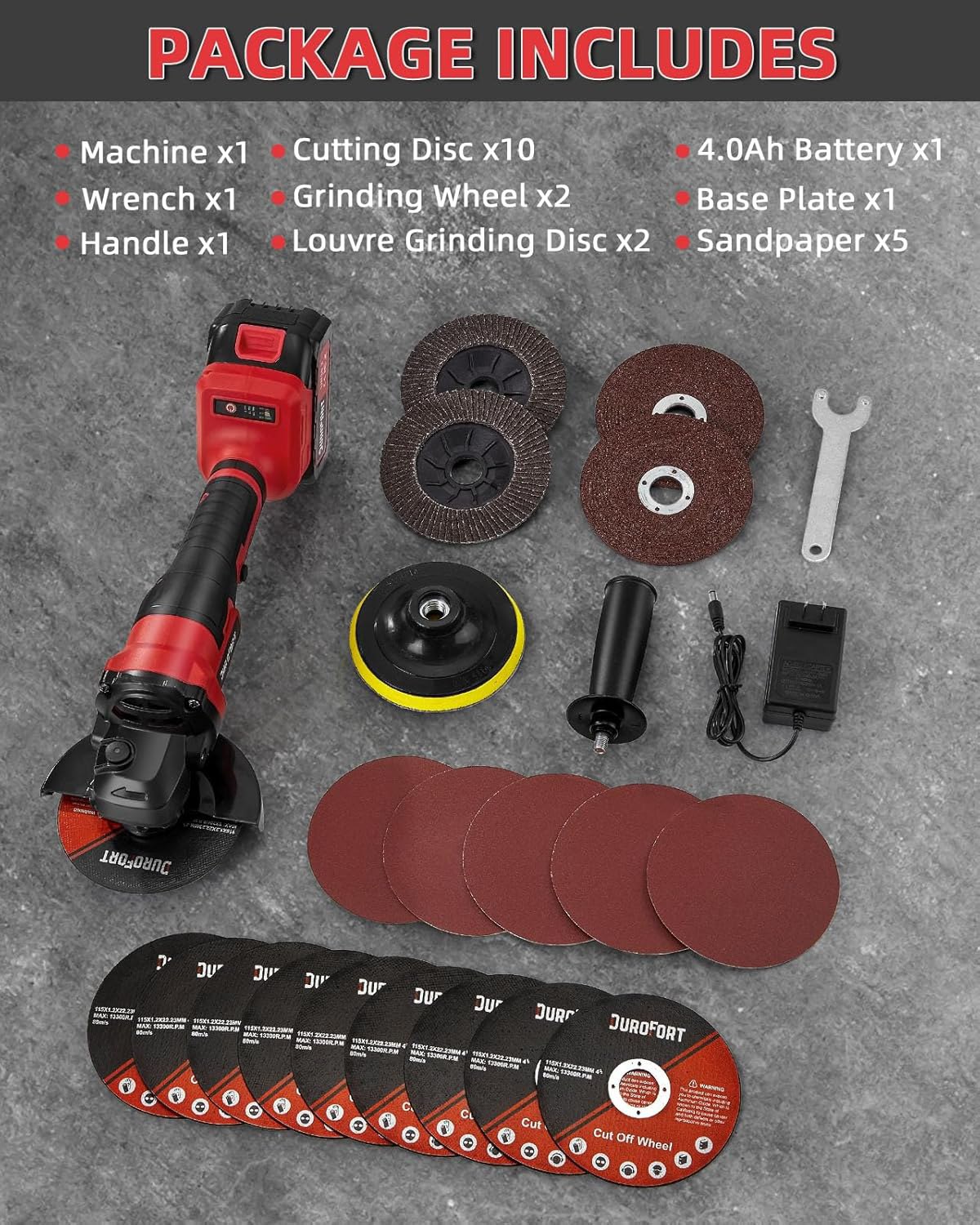 Durofort 21V Cordless Angle Grinder B0D633SY1Z | جلخ بمحرك بدون فحمات