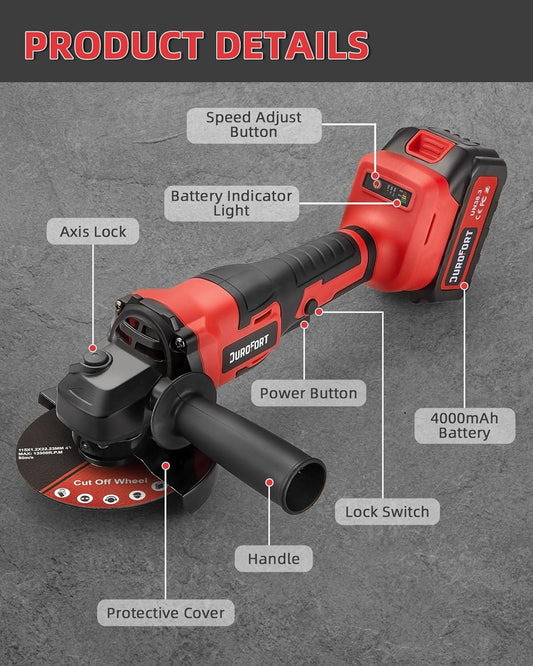 Durofort 21V Cordless Angle Grinder B0D633SY1Z | جلخ بمحرك بدون فحمات