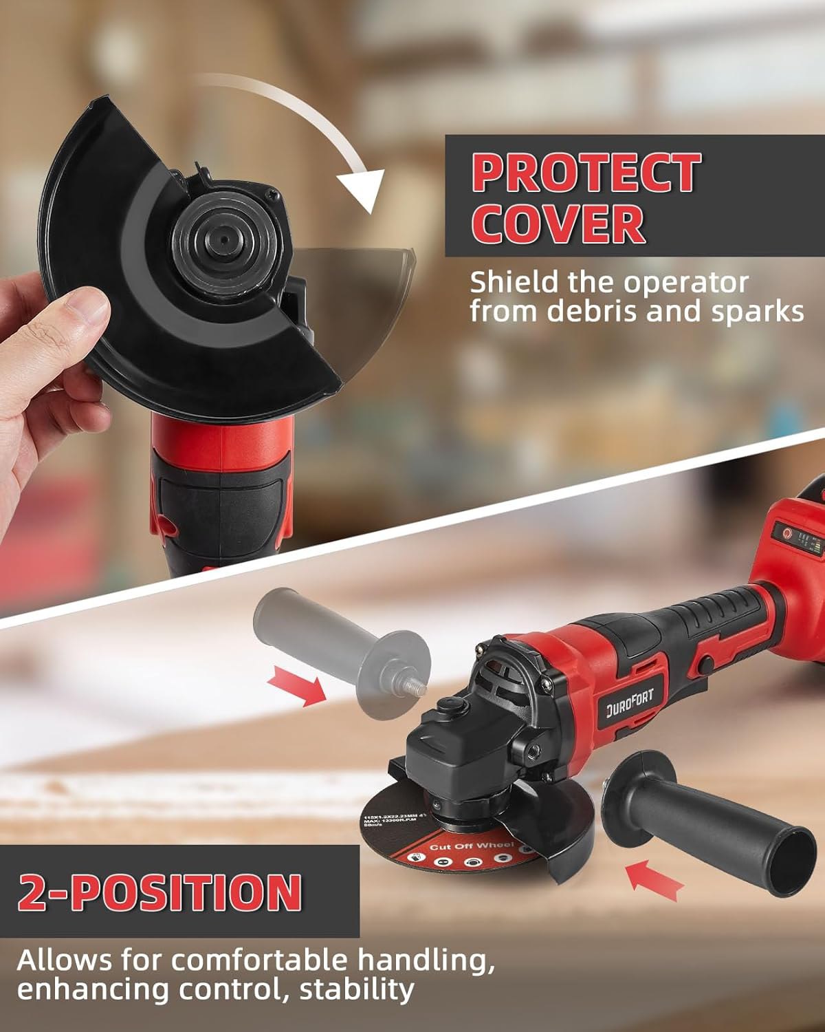 Durofort 21V Cordless Angle Grinder B0D633SY1Z | جلخ بمحرك بدون فحمات