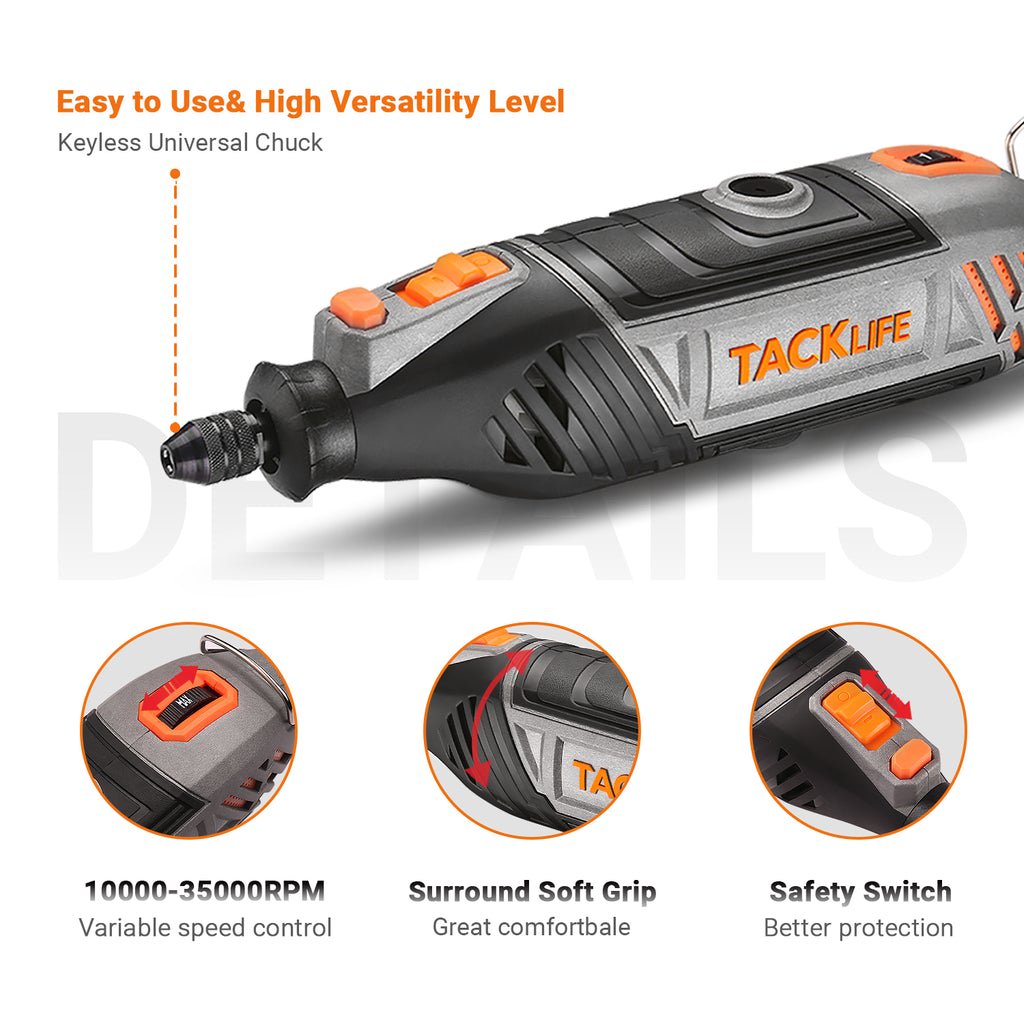 TACKLIFE Rotary Tool Kit, 135W Powerful Variable Speed Motor, 150pcs Accessories, Perfect For Crafting & DIY Projects - RTSL50AC